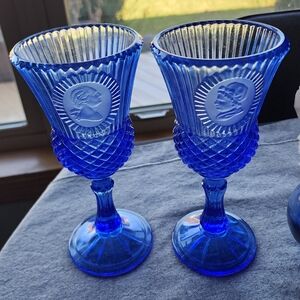 Vintage Cobalt Blue Glass Goblets